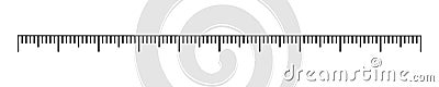 Ruler, tape or thermometer scale template. Horizontal distance, height or length measurement chart of math, sewing Vector Illustration