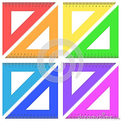 Ruler triangle of plastic transparent Cartoon Illustration