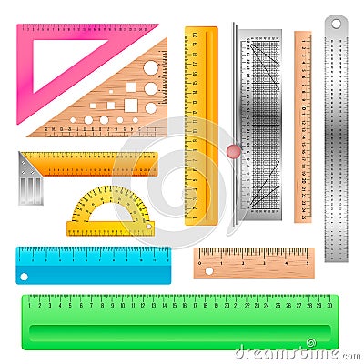 Ruler vector school stationery maths measurement scale tool to measure length illustration protractor angle equipment Vector Illustration