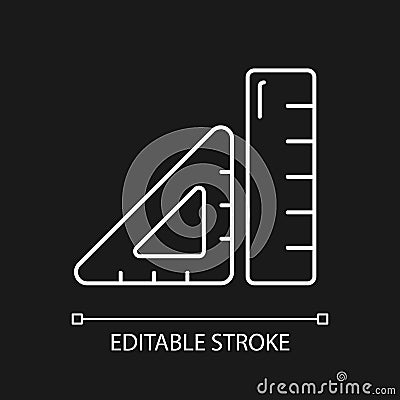 Ruler white linear icon for dark theme Vector Illustration