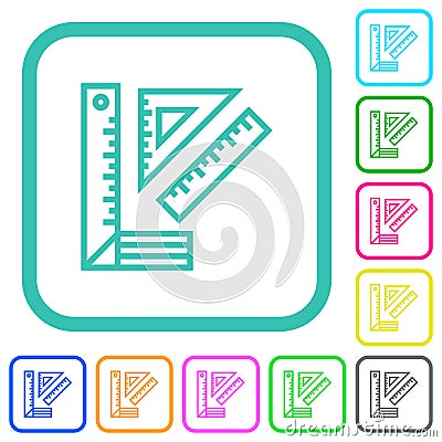 Rulers vivid colored flat icons Vector Illustration