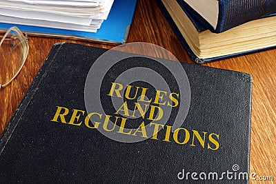 Rules and regulations book. Stock Photo