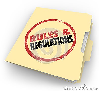 Rules Regulations Manila Folder Stamped Documents Files Stock Photo