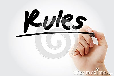 Rules text with marker, business concept Stock Photo