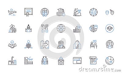 Ruling Class Supremacy line icons collection. Domination, Hierarchy, Elite, Control, Power, Privilege, Hegemony vector Vector Illustration