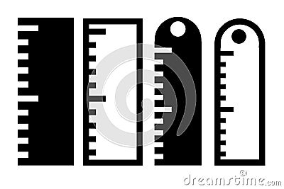 ruller, simple set vector icon, silhouette and outline Vector Illustration