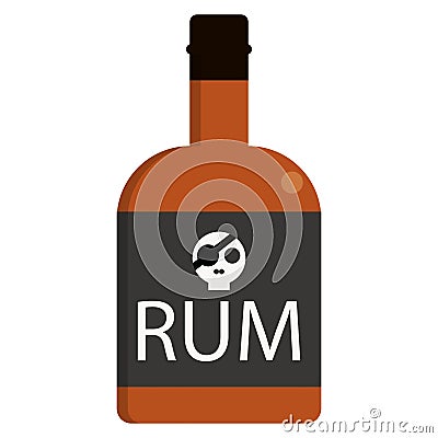 Rum bottle alcoholic beverage flat icon Vector Illustration