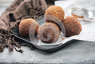 Rum chocolate balls, truffle Stock Photo