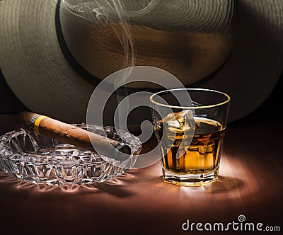 Rum and cigar Stock Photo