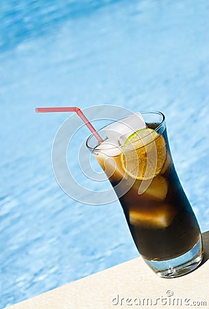 Rum and Cola by the Pool Stock Photo