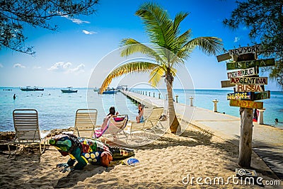 Rum Point Club Beach - Grand Cayman Editorial Stock Photo