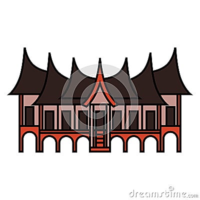 Rumah adat minangkabau or rumah gadang, traditional house from sumatera barat Vector Illustration