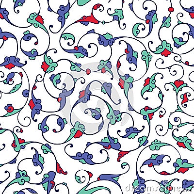 Rumi Iznik Seamless Pattern Vector Illustration