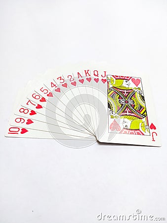 Rummy poker card games cards gambling joker king queen love spade clover diamond Stock Photo