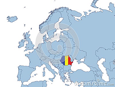 Rumänien Auf Europa-Karte Stockbilder - Bild: 4291204