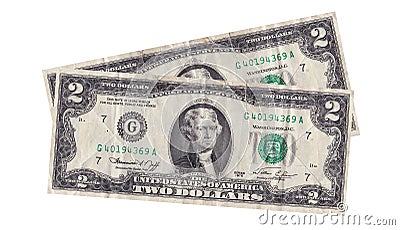Rumpled American dollars on a white background Editorial Stock Photo