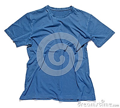 Rumpled and crinkled blue cotton t-shirt Stock Photo