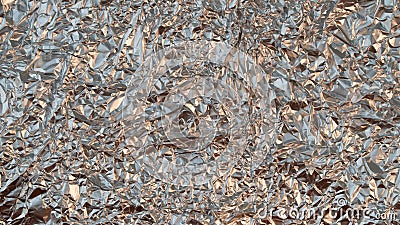 Rumpled foil texture background silver Stock Photo