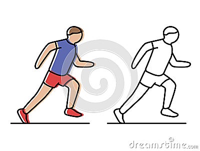 run. athlete runs the distance. vector icons in flat style Vector Illustration