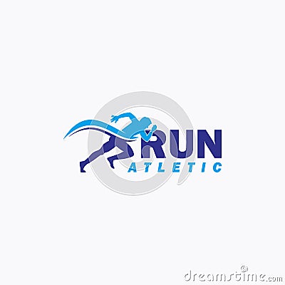 Run Athletic or fast running logo design concept, sport logo template Vector Illustration