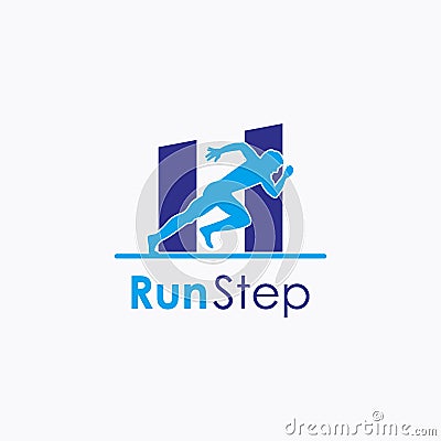 Run step or fast running logo design concept, sport logo template Vector Illustration