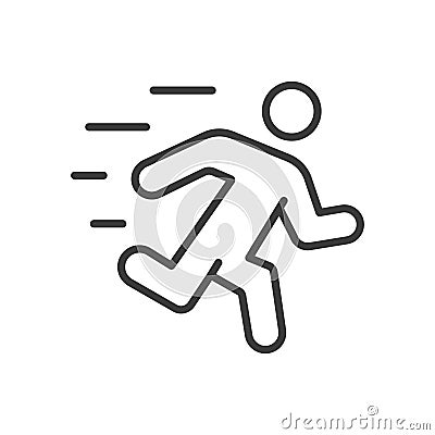 Run away icon in line design. Run, escape, flee, dash, sprint, avoid, quick on white background vector. Run away Vector Illustration