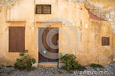 Run down houses near the Church of Saint-Marie-du-Bourg Stock Photo