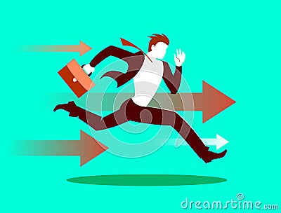 Run forward. Businessman. Concept illustration. Vector Illustration