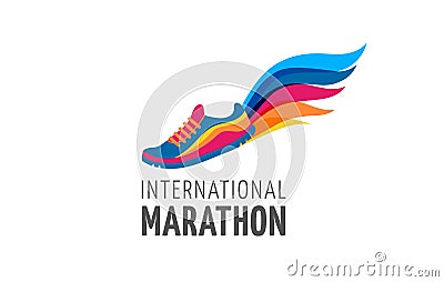 Run icon, symbol, marathon poster and logo Vector Illustration