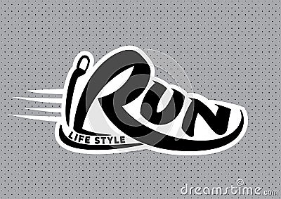 Run lettering emblem Vector Illustration