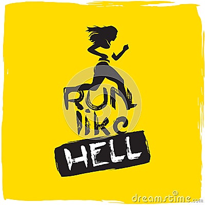 Run like hell. running woman Vector Illustration