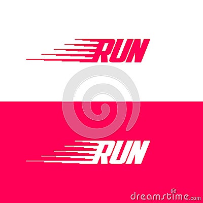 Run Logo. Dynamic Sport Icon. Letters and Movement Symbol. Emblem for Sport Brand. Vector Illustration