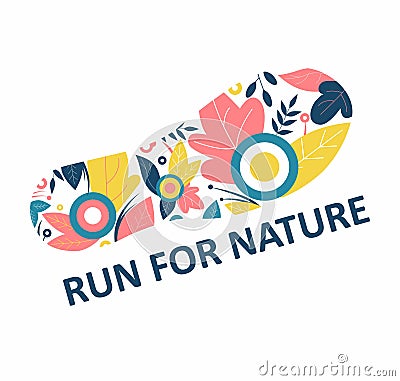 Run for nature. Track from the sneaker, concept Vector Illustration