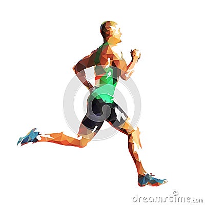 Run, polygonal silhouette. Running man Vector Illustration