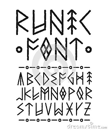 Runic hand drawn font. Vector ink brush Vector Illustration