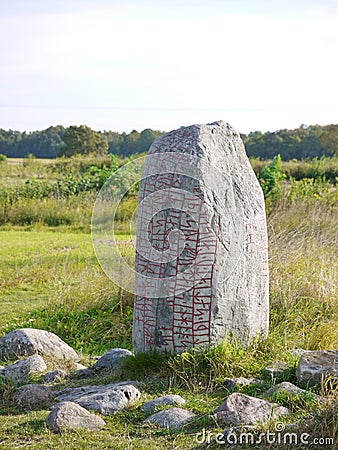 Runic standing boulder Stock Photo