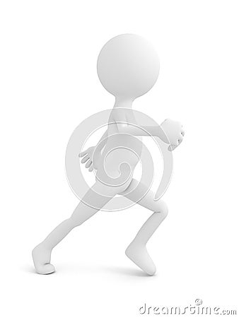 Runing man over white. 3d render Stock Photo