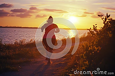 Runner athlete running at seaside. woman fitness jogging workout wellness concept Stock Photo