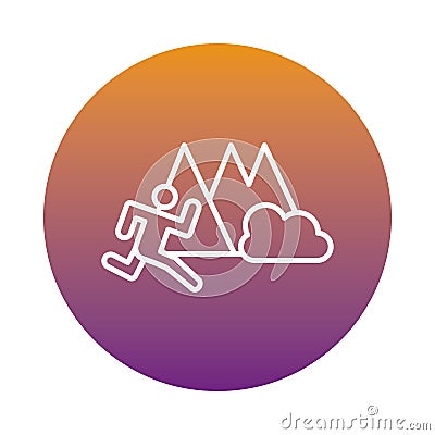 Runner avatar figure in the camp block style icon Vector Illustration