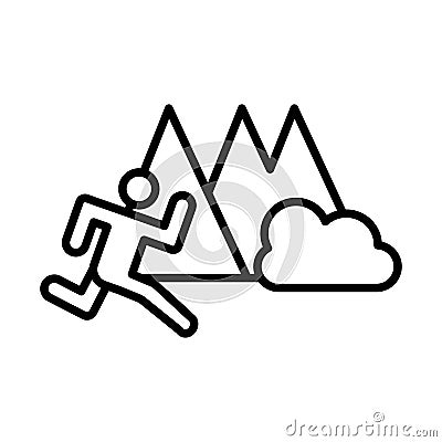 Runner avatar figure in the camp line style icon Vector Illustration