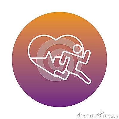 Runner avatar figure with heart cardio block style icon Vector Illustration