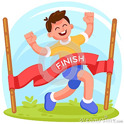 Runner crossed the finish line. Concept illustration. Cartoon Illustration