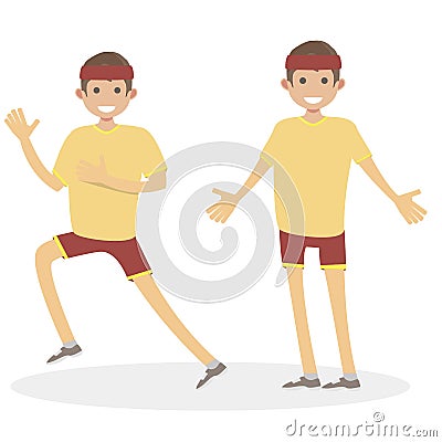 Runner happy man athlete jogging people`s character vector flat illustration. Vector Illustration