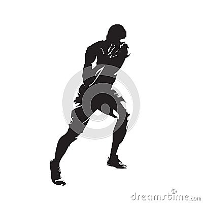 Runner, isolated vector silhouette. Young athlete running Vector Illustration