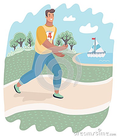 Runner or jogger running outdoor on the nature Vector Illustration