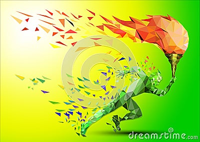 Runner with olympic flame Vector Illustration