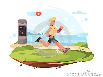 Runner scamper runs at coast Vector Illustration