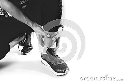Runner sportsman holding ankle in pain with Broken twisted joint Stock Photo
