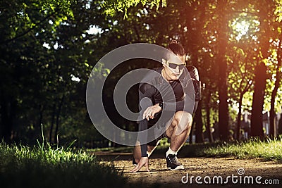 Runner on a start Stock Photo