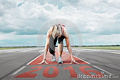 Runner start runway 2016 Stock Photo